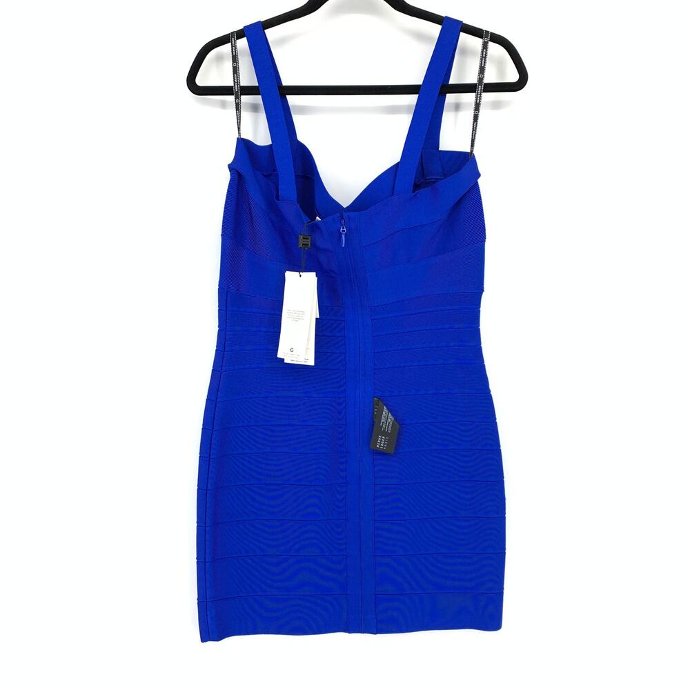 Herve Leger Sweetheart Neckline Bandage Mini Dress Womens Sz L Bright Blue NEW - Picture 2 of 9